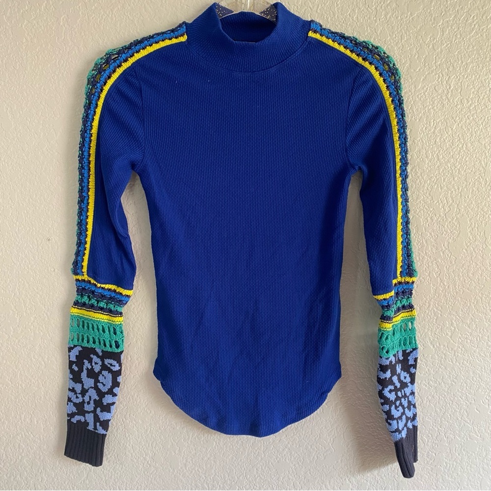 NEW FREE PEOPLE Black Switch It Up Thermal Shirt